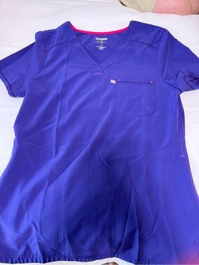 Scrubstar Purple Scrub Top with Pink Trim